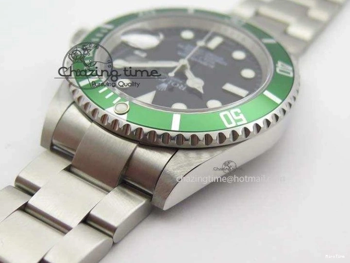 MiroTime 0523 SoftTouch Submariner 16610LV SS Green Metal Bezel JF 1:1 Best Edition Black Dial On SS Bracelet SH 3755